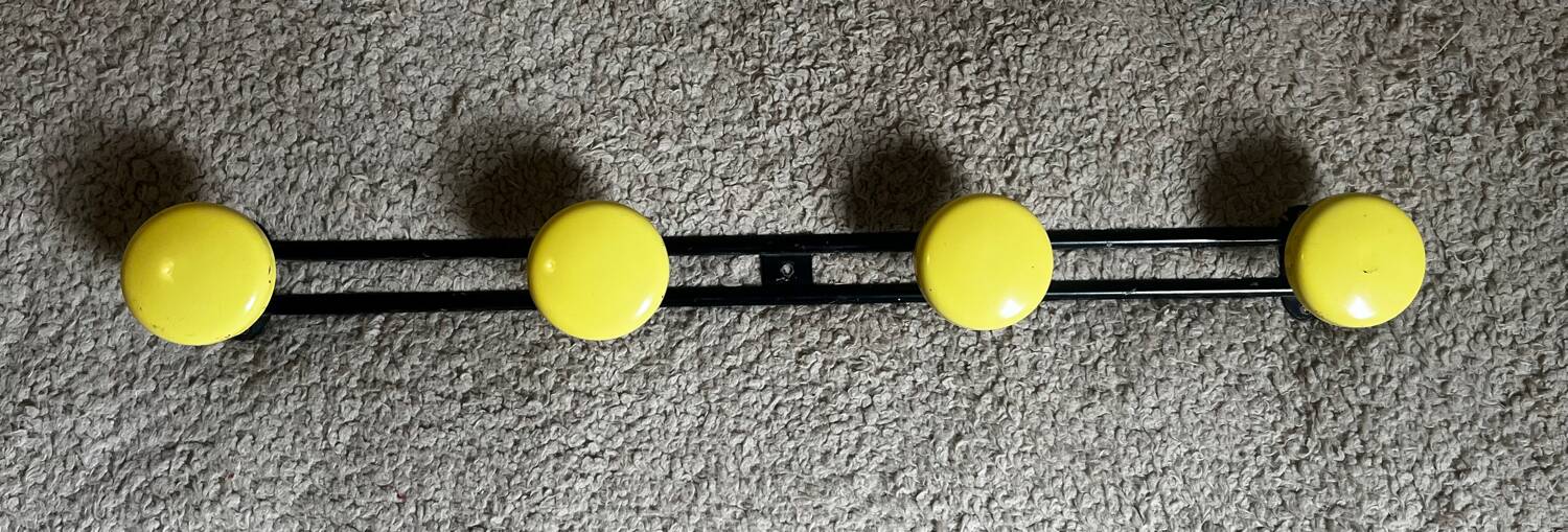 Wall coat rack with 4 metal hooks from the 70s/80s