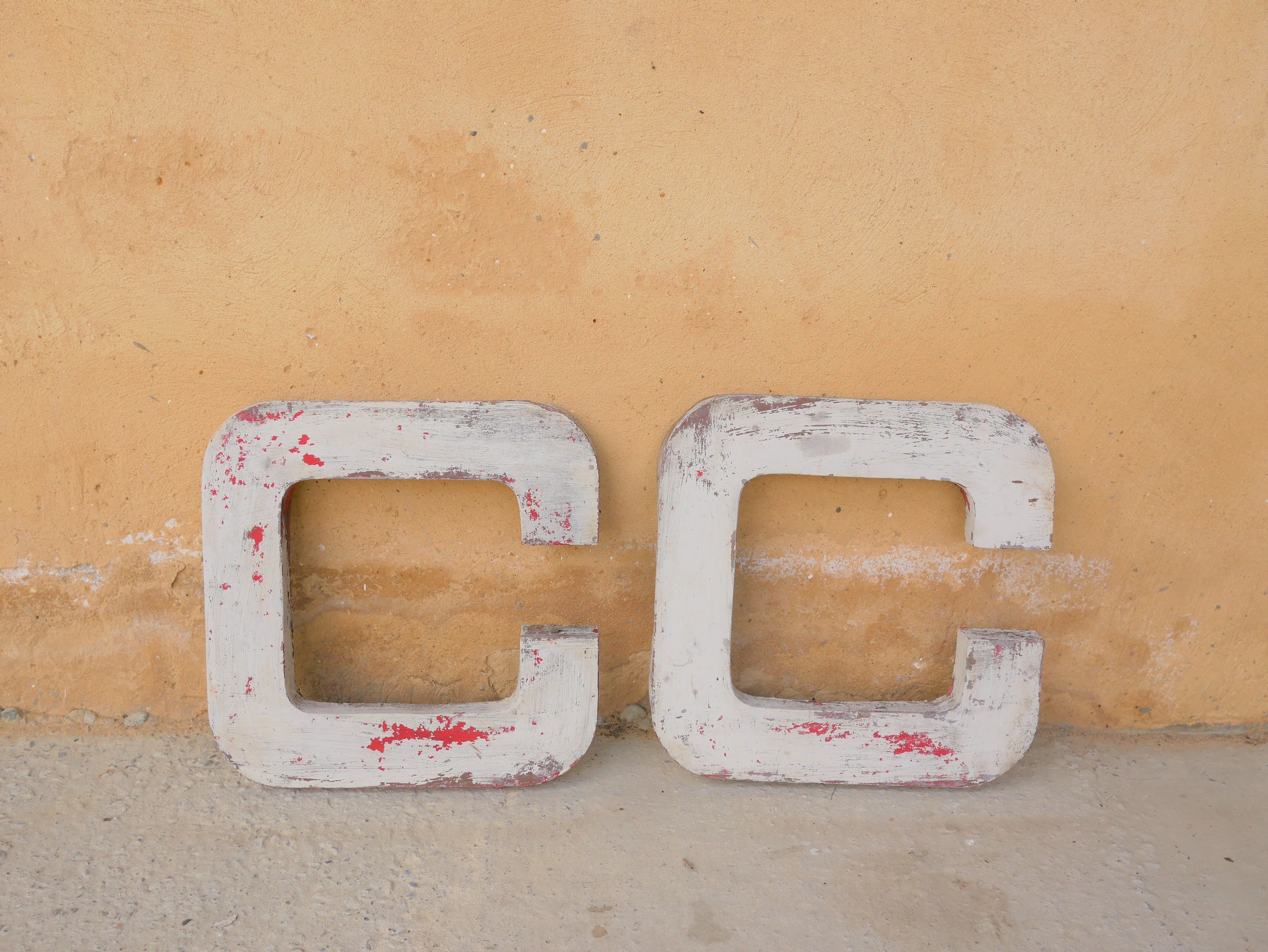 Vintage metal sign letter "C"
