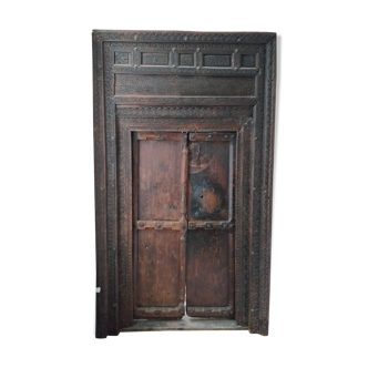 Moroccan antique door carved in solid wood