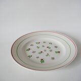 Plat rond digoin sarreguemines rose et vert 1940