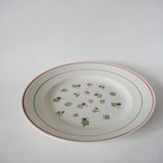 Plat rond digoin sarreguemines rose et vert 1940