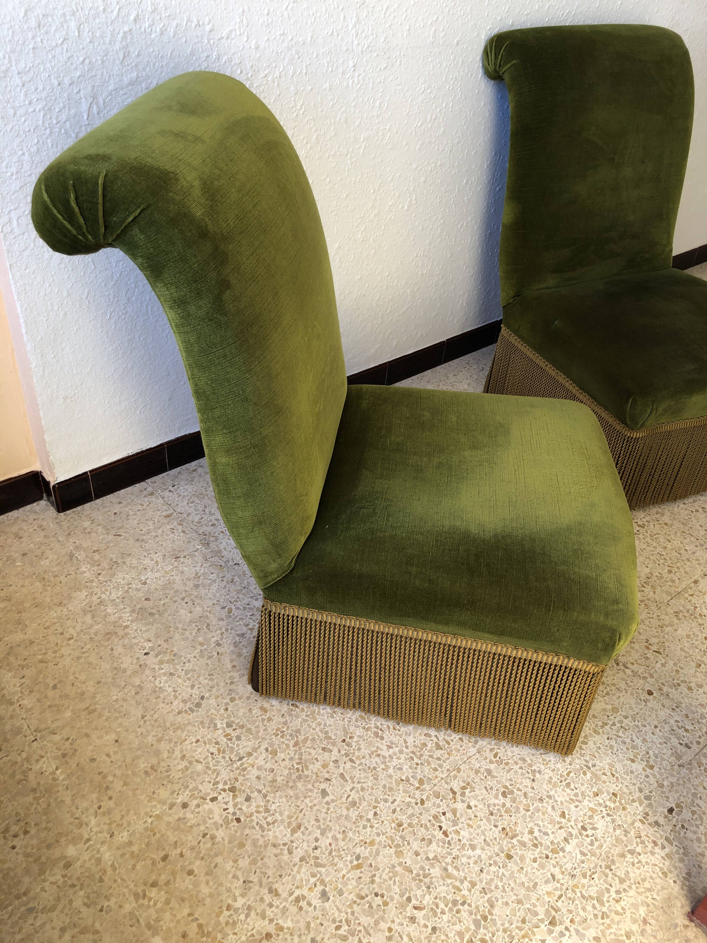 Pair of vintage green velvet heaters