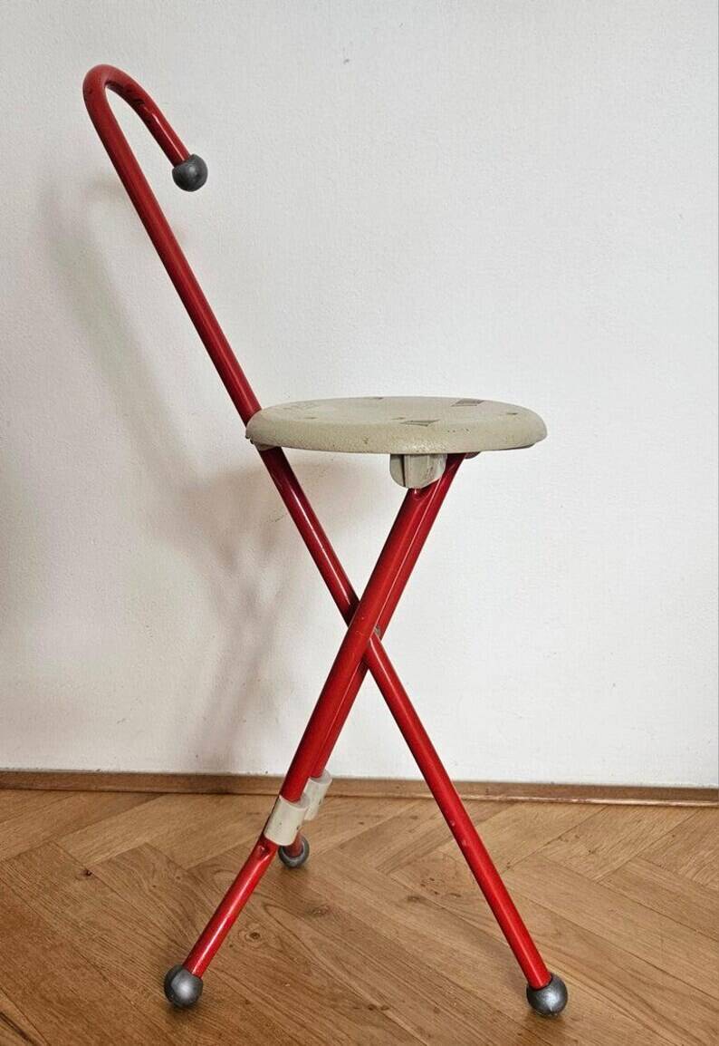 Midcentury Ulisse Folding Stool designed by Ivan Loss, Sandrigarden, Italy, 1981