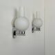 Pair of vintage wall lights in chrome and frosted glass, France, 1960