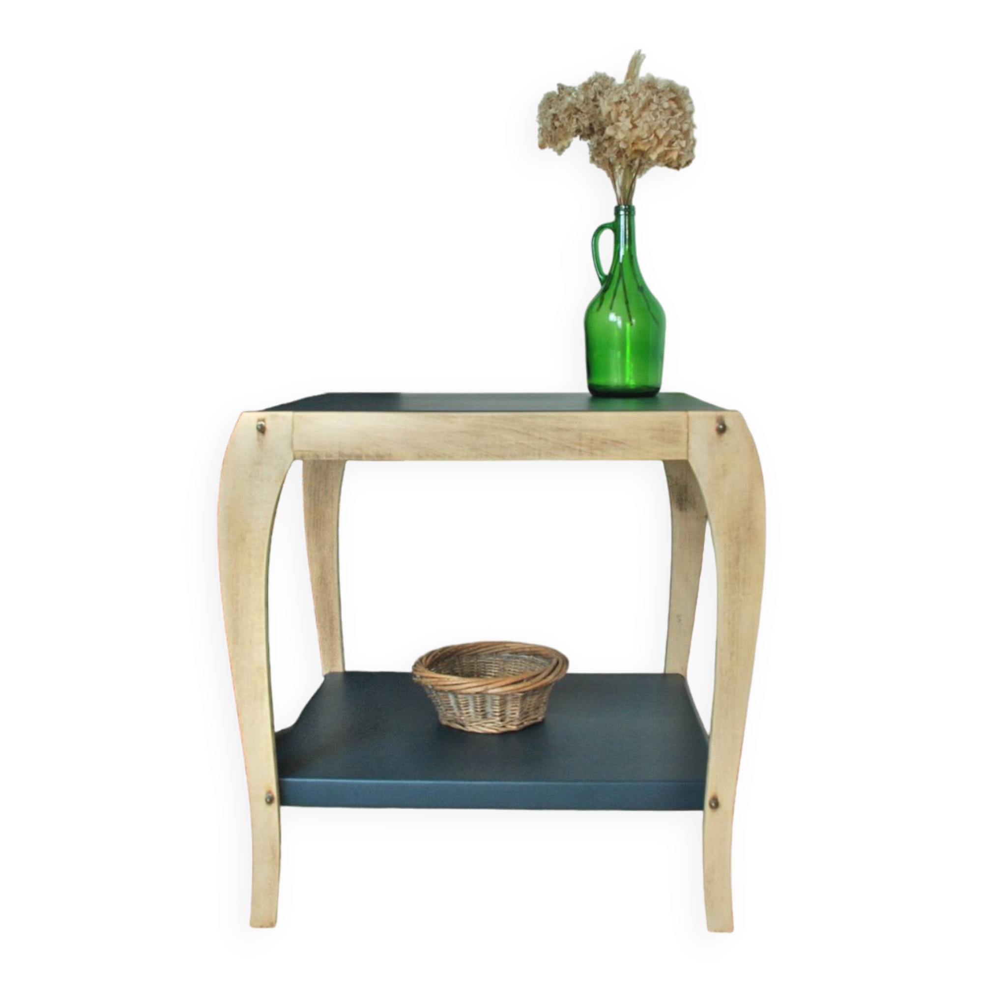 Art Deco trolley 50s wood and petrol blue