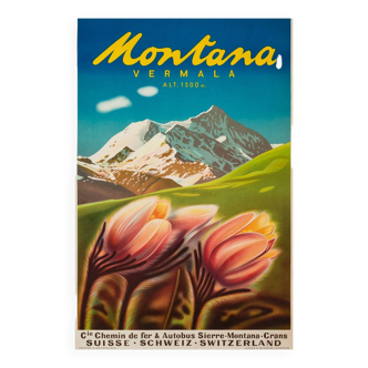 Lithographie Montana Vermala,  époque 1940