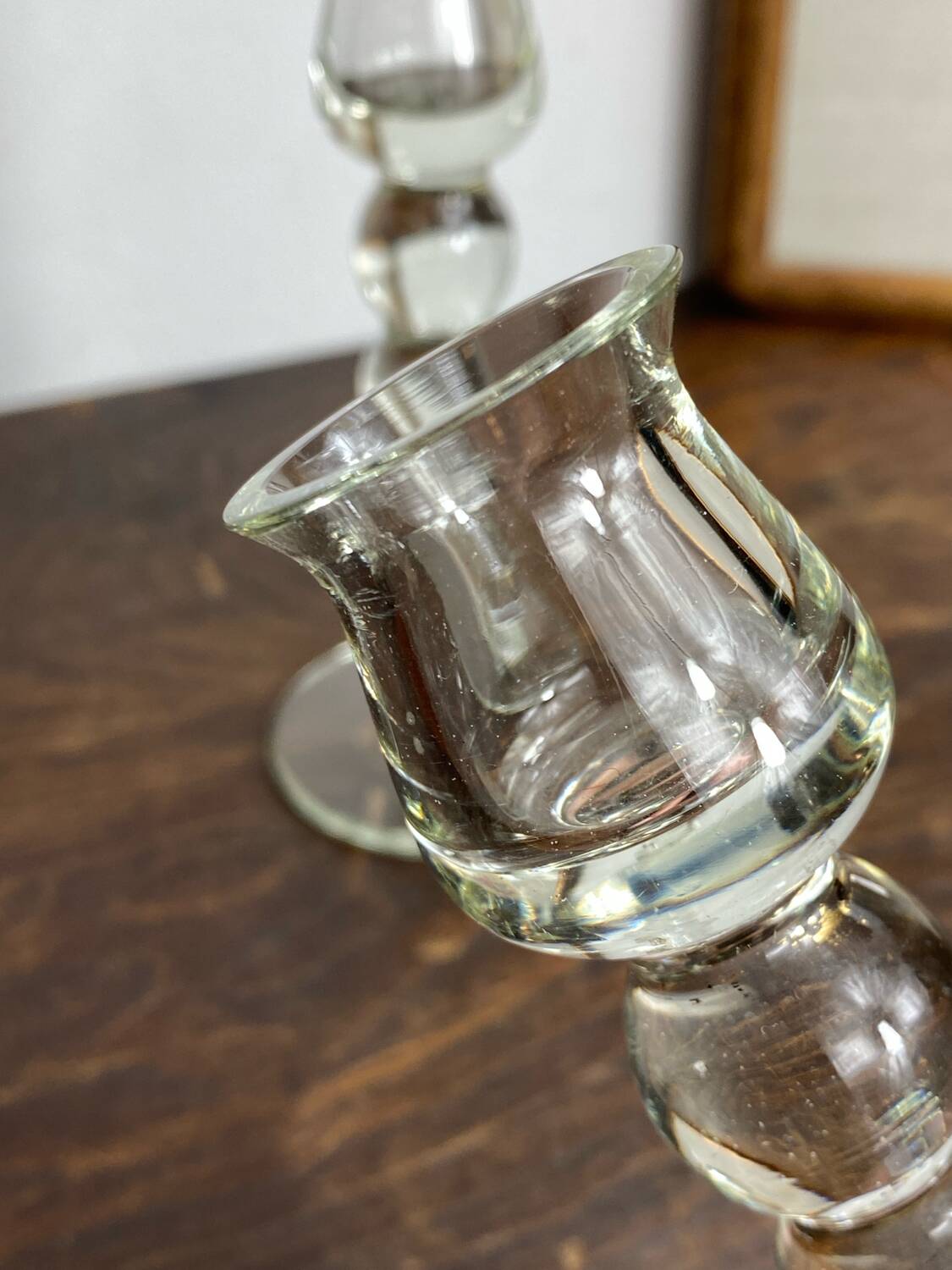Pair of blown glass candlesticks