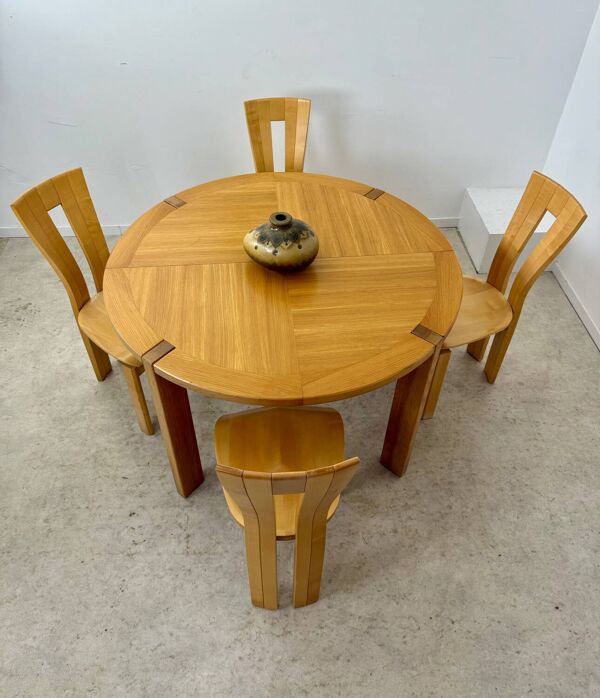 Ancienne table a rallonges en orme massif des années 70/80 design maison regain vintage