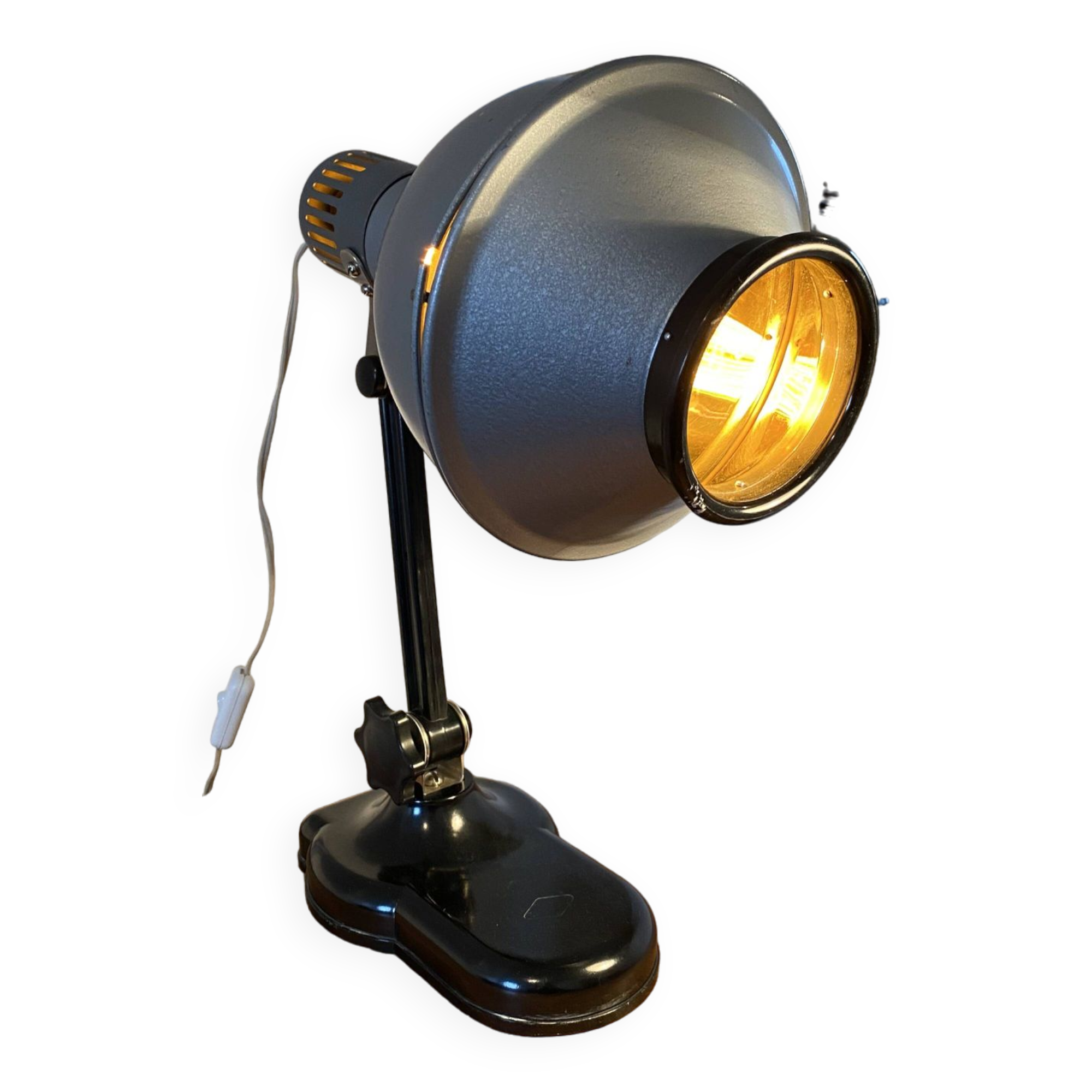 Sollux metal and Bakelite lamp. Industrial