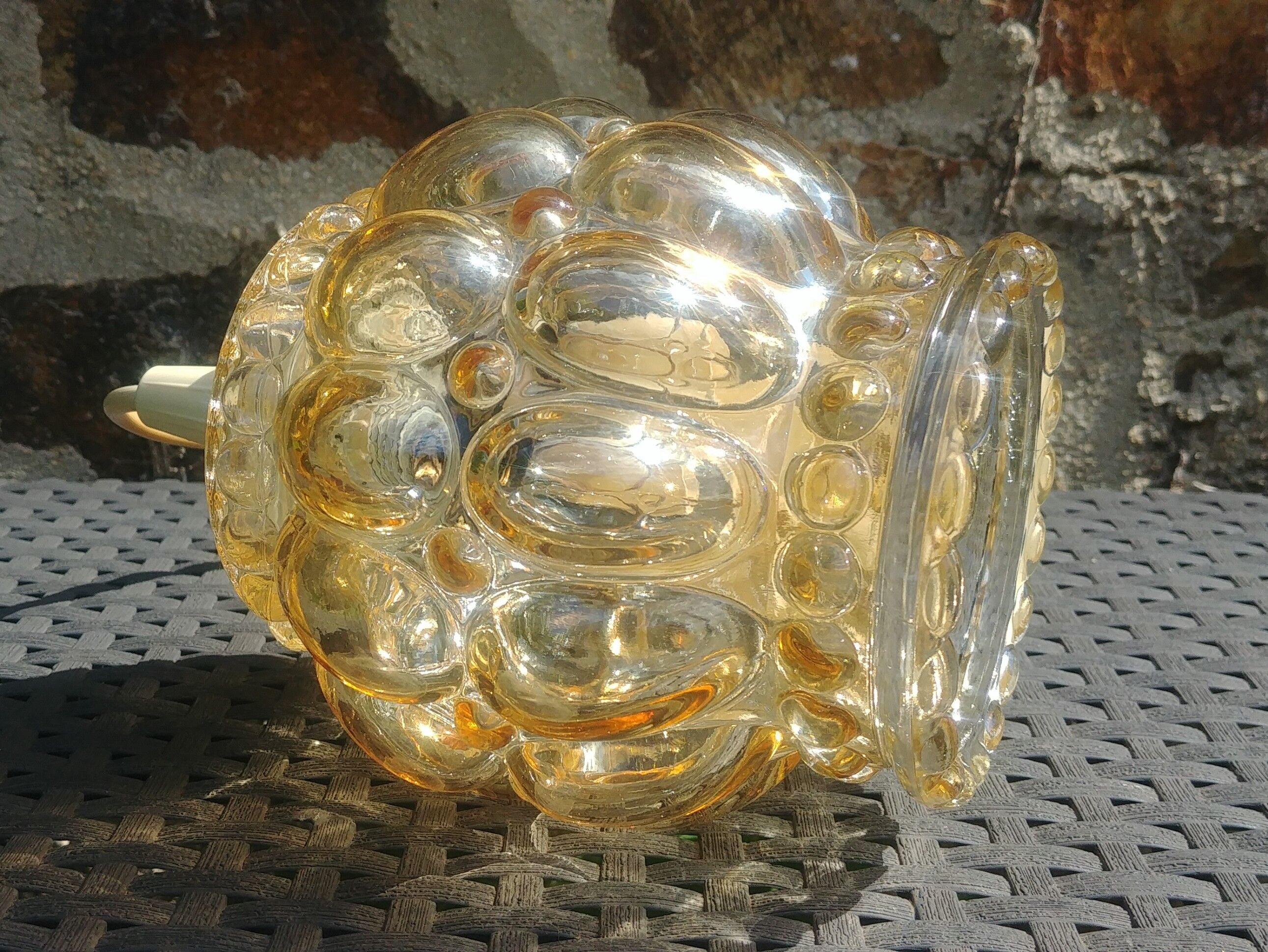Vintage Amber Glass Bubble Suspension 70s