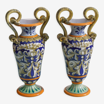 Pair of vases Baluster with snakes Italy 50