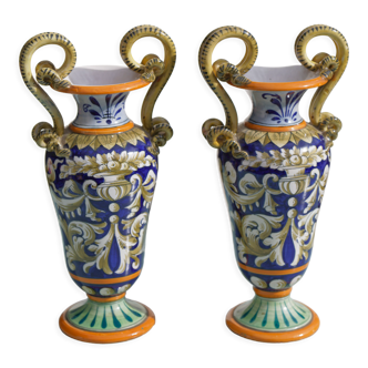 Pair of vases Baluster with snakes Italy 50