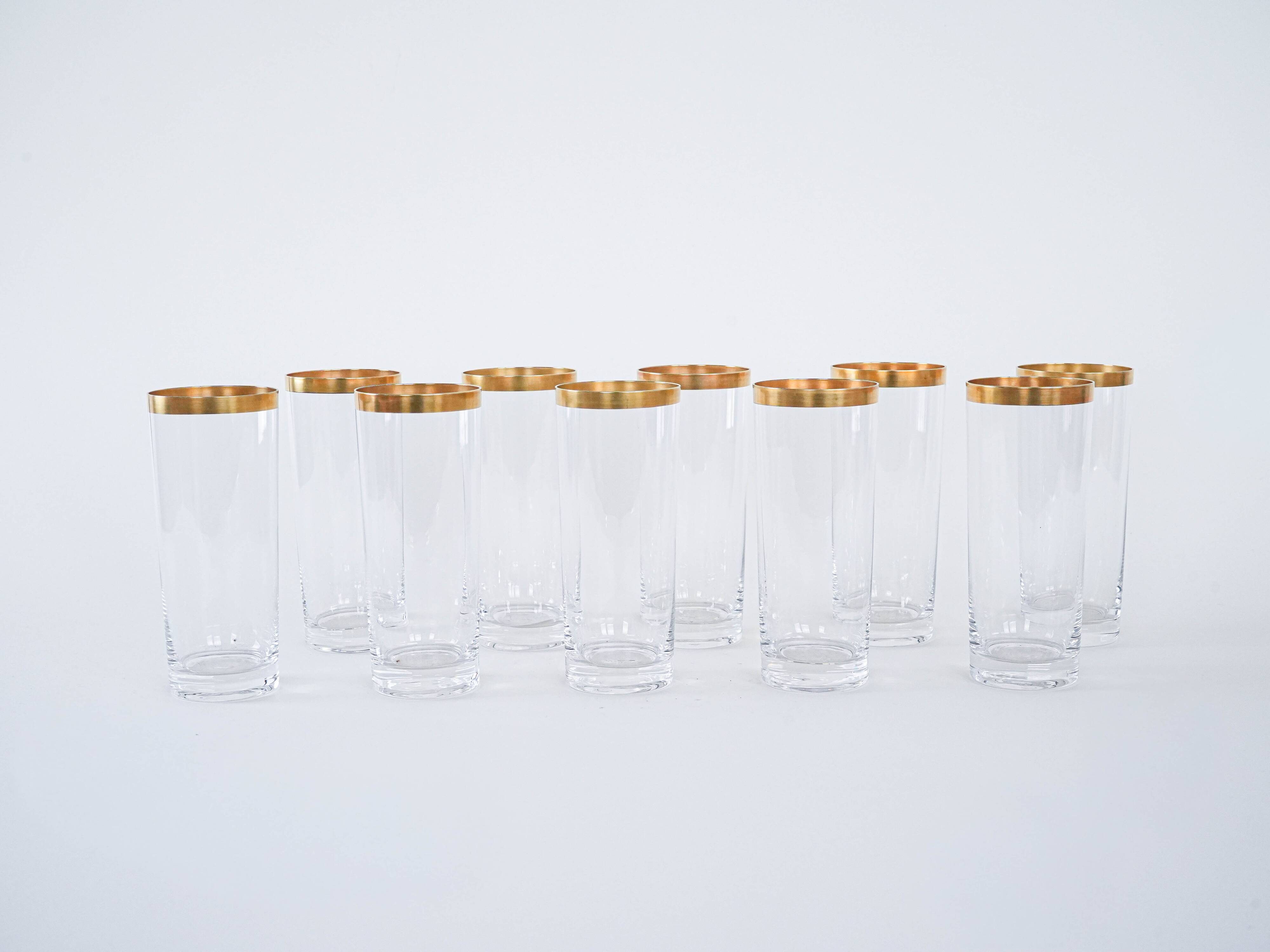 Set of crystal glasses, Italian design, 1970s, made in Italy