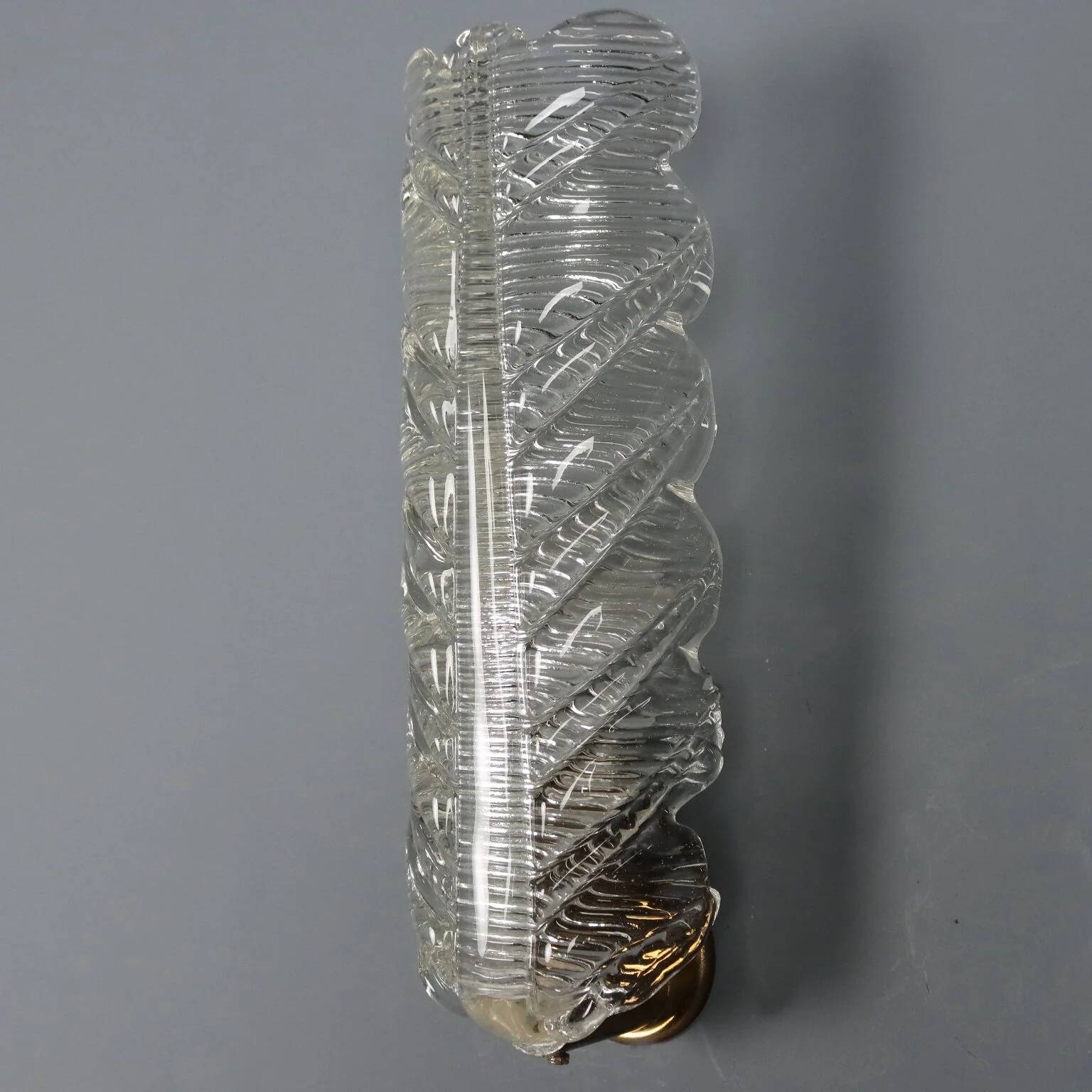 1950s brass and glass wall sconces
