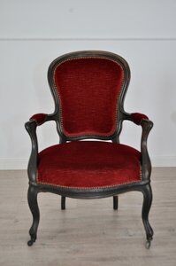 Antique Louis Philippe Style Italian Lounge Chairs, Set of 2