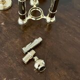 Very Rare Modular Scandinavian Brass Candlestick, 33-Piece Mid-Century Plug