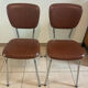 Set of 2 brown faux leather chairs – 1970s – vintage