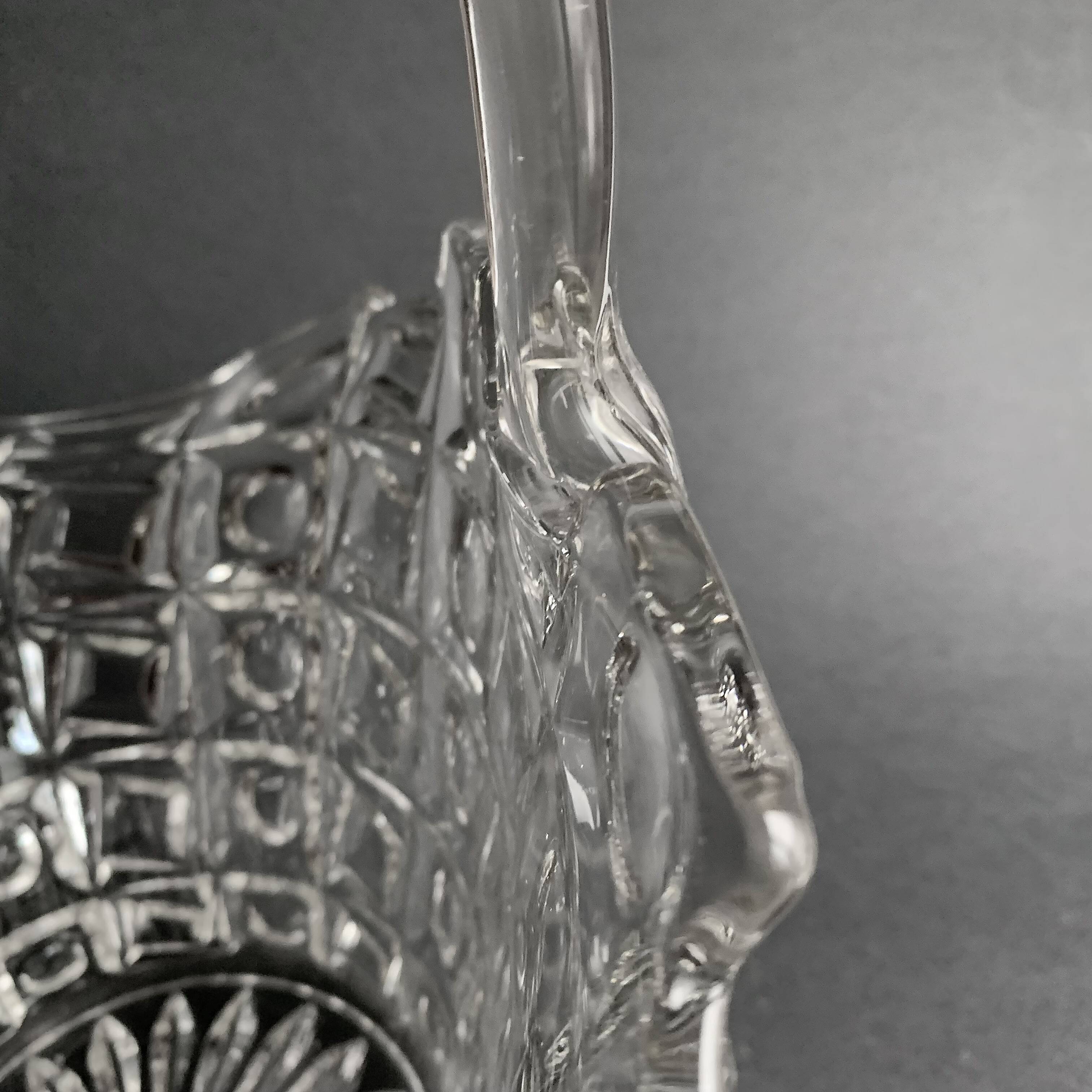 Antique clear glass basket or bowl - Libochovice glassworks - Czechoslovakia