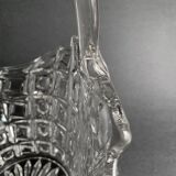 Old basket pocket emptier in transparent glass - Libochovice glassworks - Czechoslovakia