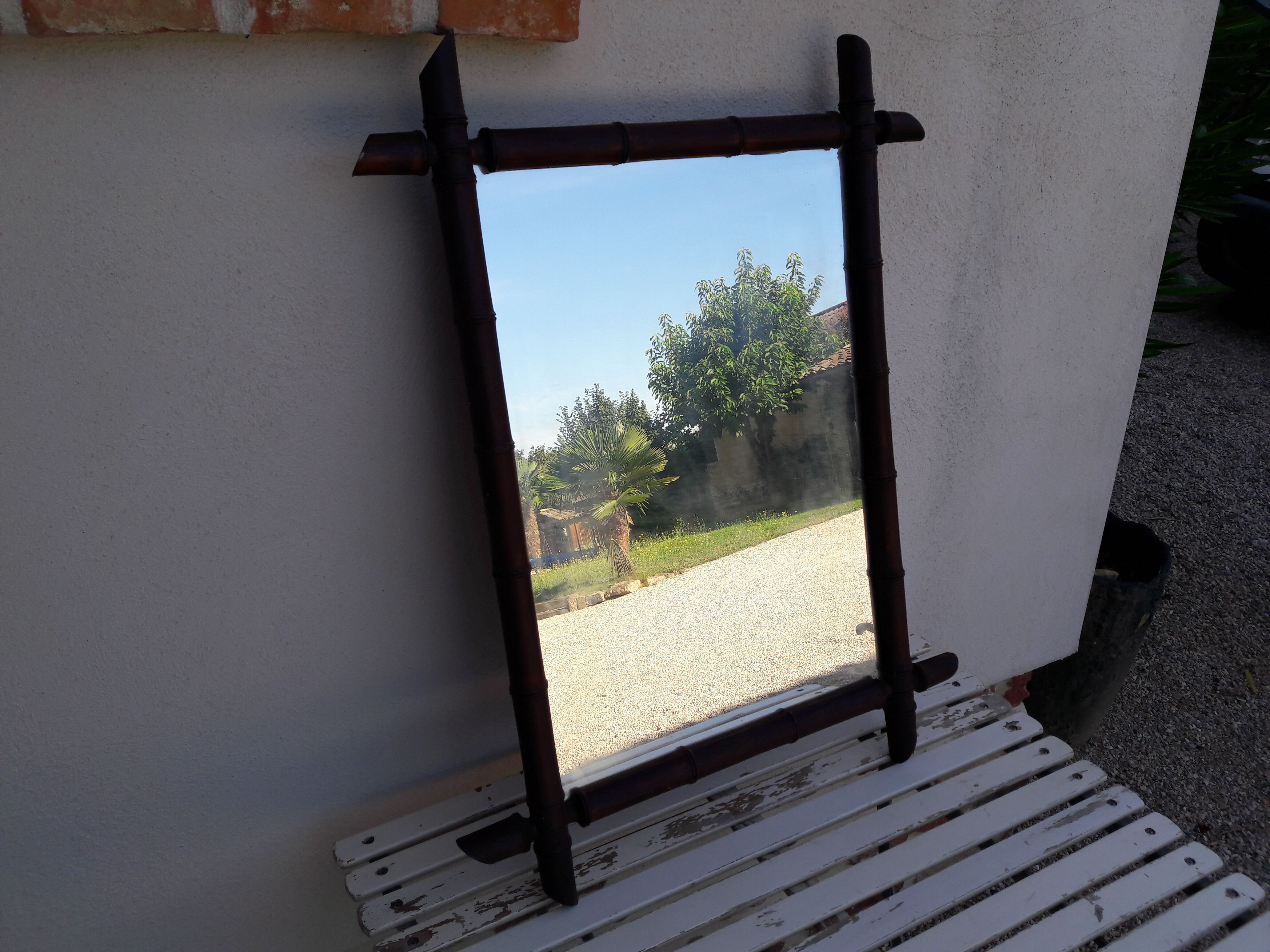 Miroir bois imitation bambou 79 x60 cm