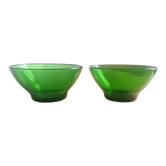 Pair of green glass bowls vereco