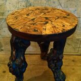 Brutalist tripod stool made from vine stock