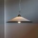 Grand plafonnier vintage en verre de Murano blanc avec bord noir et support en acier inoxydable – lampe suspendue italienne des années 1970