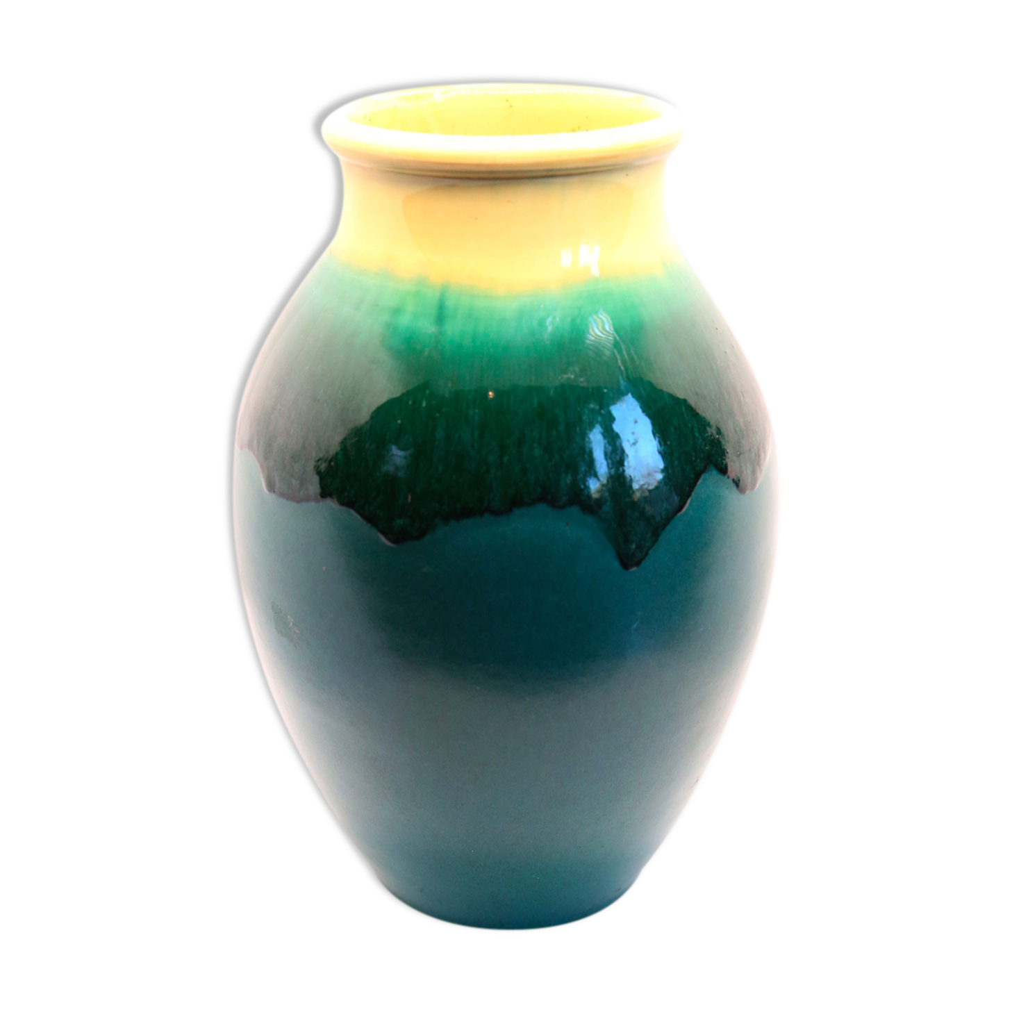 Vase XL malachite green and lemon yellow from Accolay