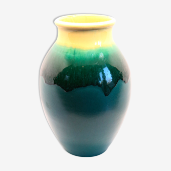 Vase XL vert malachite et jaune citron d'Accolay