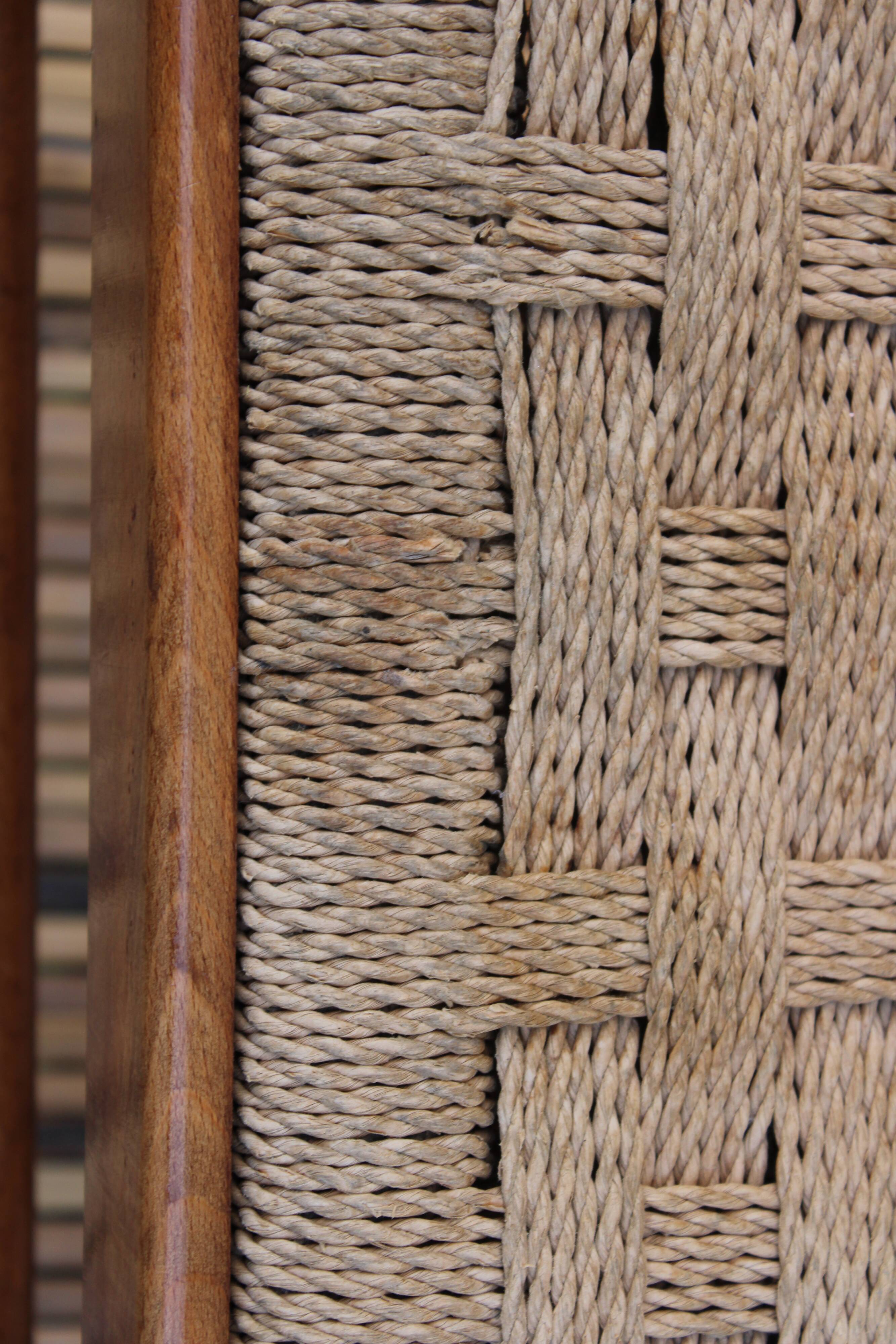 Pair of wooden and rope chairs