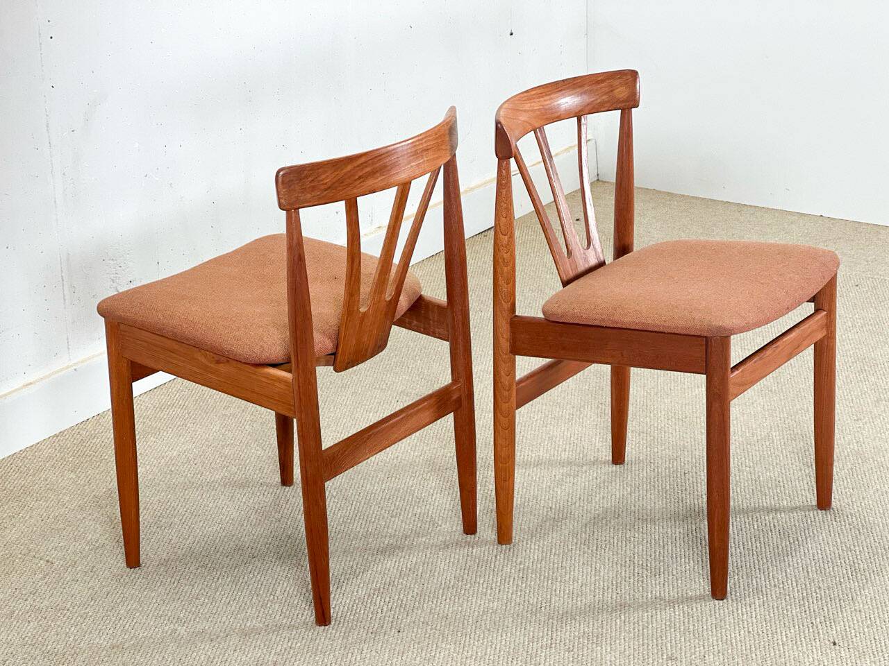 Set of 4 Danish Teak Hollow-Back Dining Chairs (made in the 1960s)