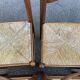 Set of 4 vintage chairs in solid wood and straw — Brutalist / rustic style