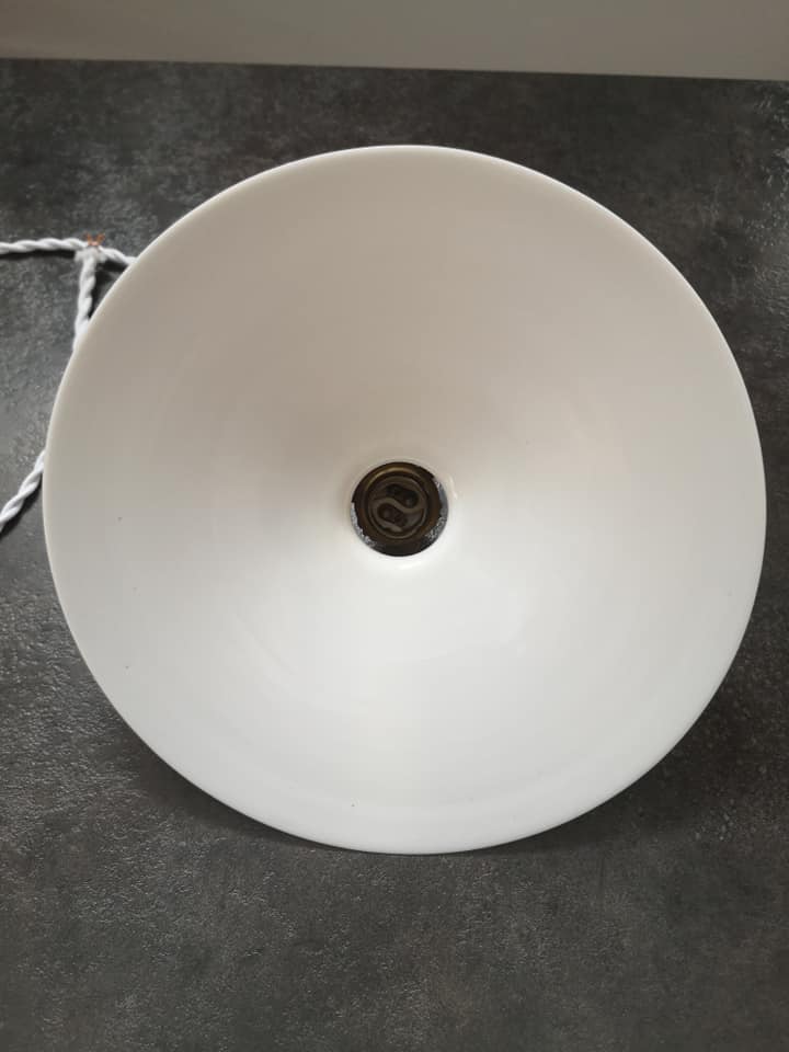 Old lampshade suspension opaline white smooth tbe art deco 1940 Ø 26 cm TBE