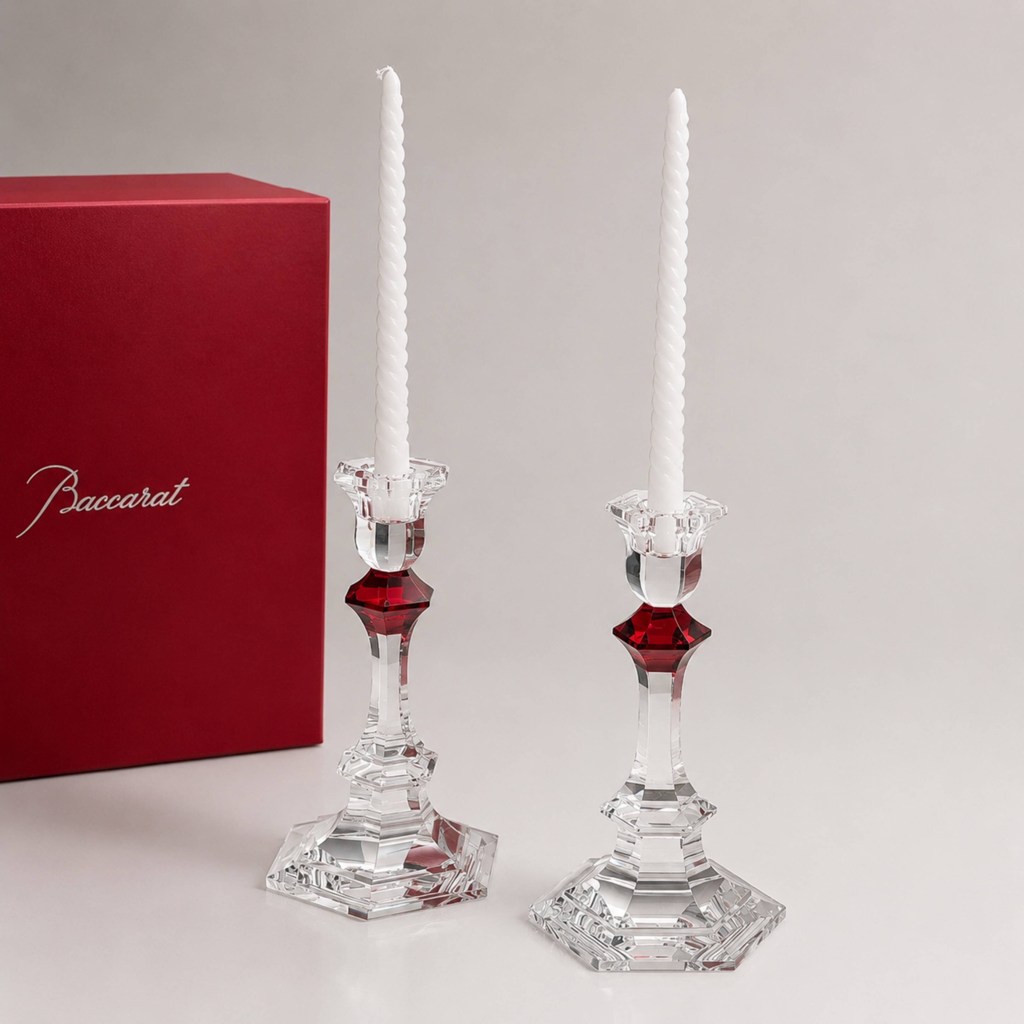 Baccarat - Candlestick (2) - Crystal, Glass - Harcourt candlestick Red