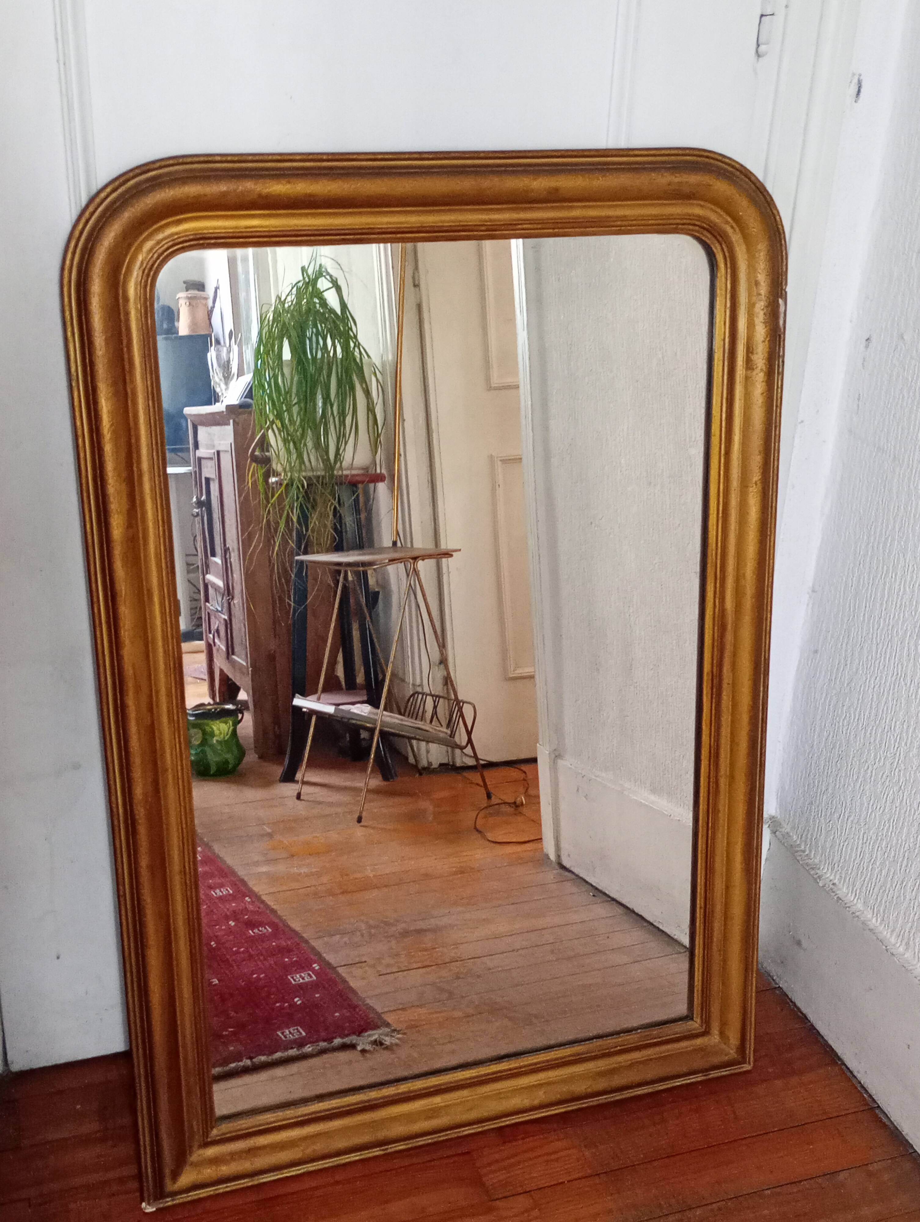 Ancien miroir Louis-Philippe doré - Marchand d'Oublis