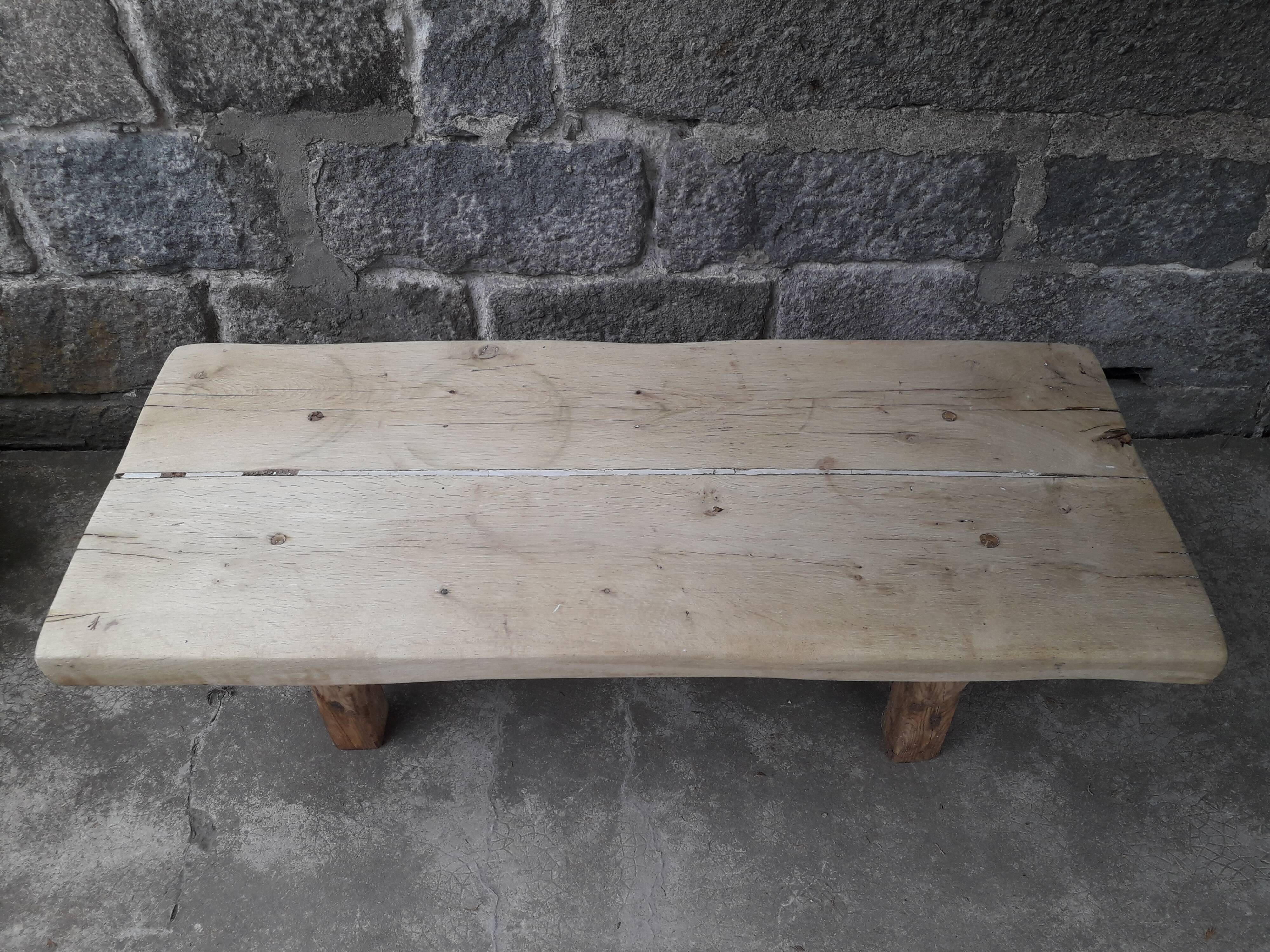 Brutalist solid oak coffee table