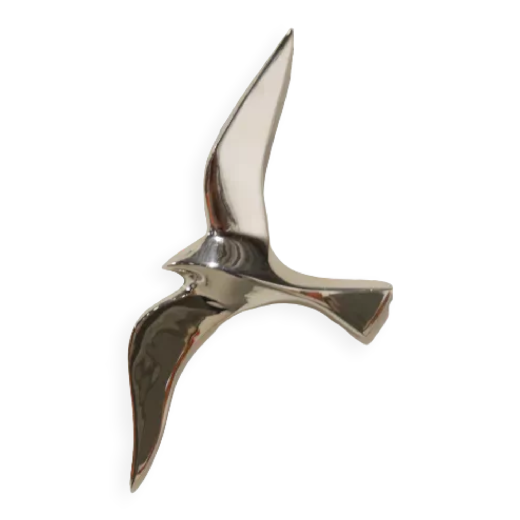 Set of 3 chrome gull birds, 15 - 20 -25 cm