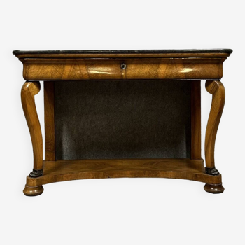 Console époque Empire en noyer blond vers 1810-1820