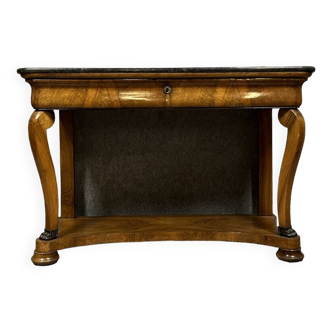 Console époque Empire en noyer blond vers 1810-1820