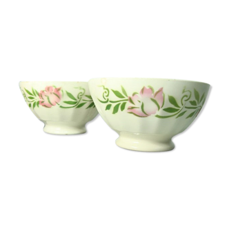 Set of 2 coffee bowls with milk, vintage
