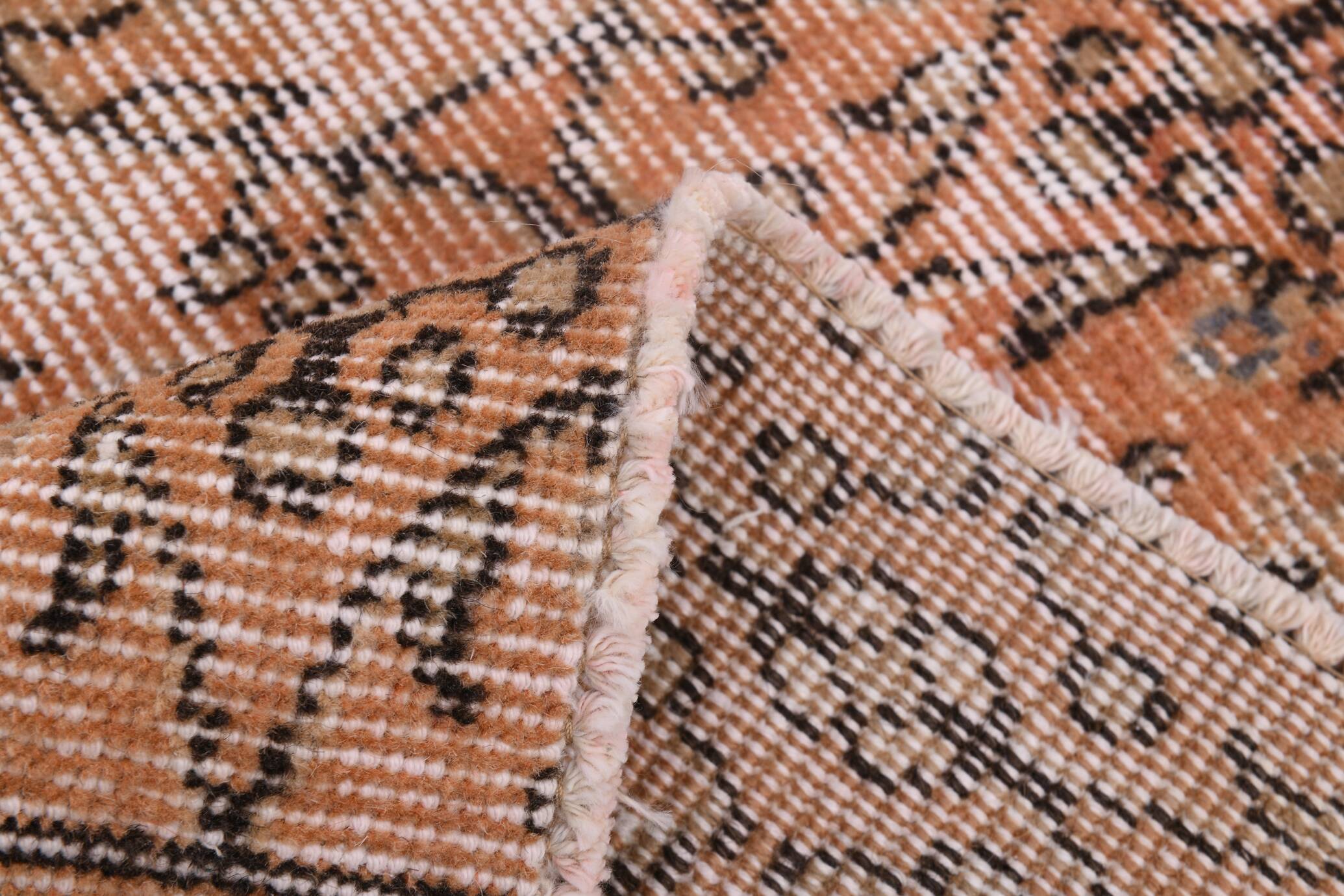 5x8 Peach Orange Handmade Wool Vintage Rug, 144x234Cm