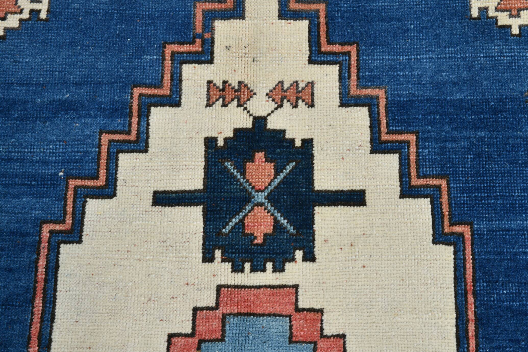 128x265 Cm Blue Vintage Area Rug, Rare Style Rug