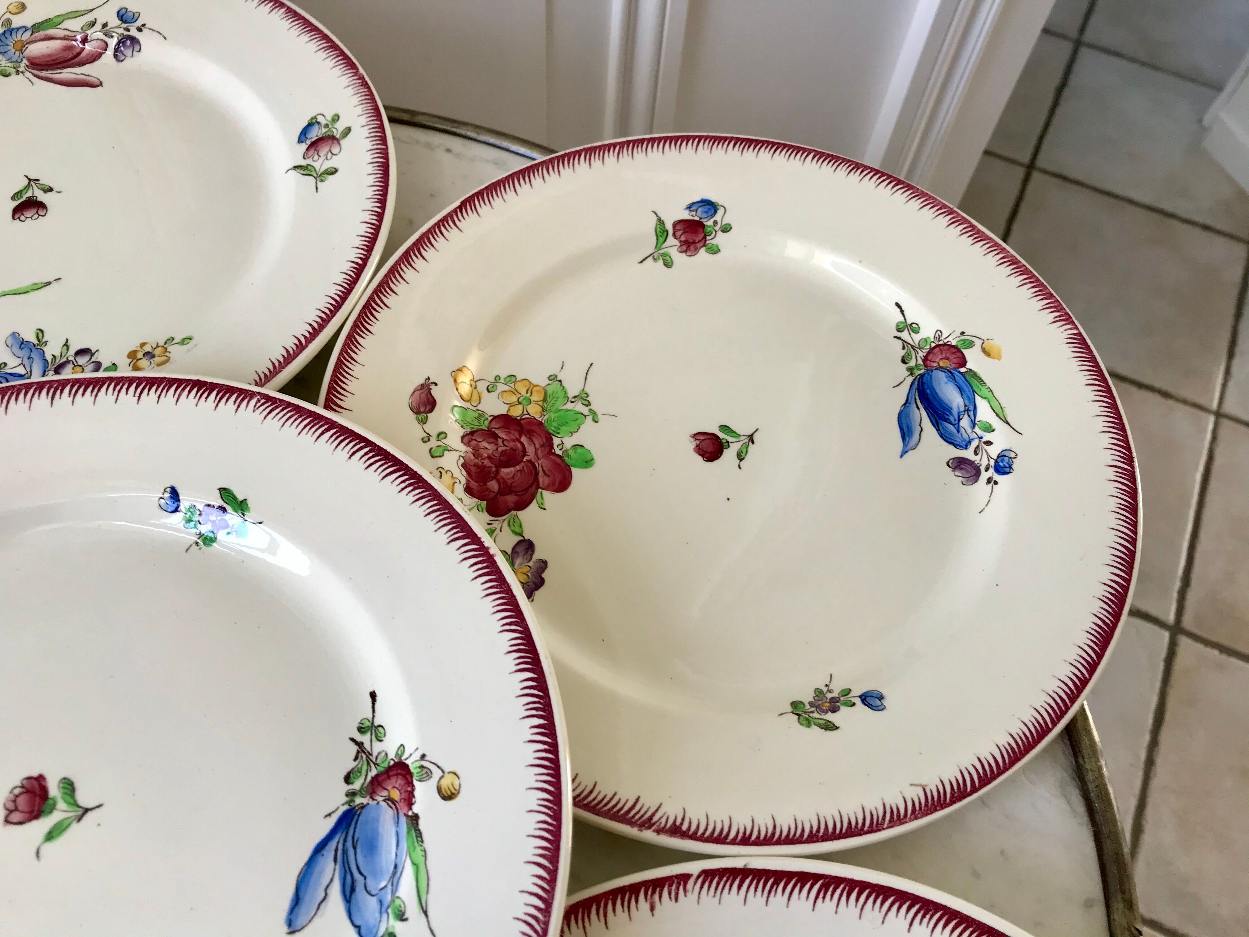 lot de 6 grandes assiettes plates Villeroy & Boch La Louvière fabrication belge en Terre de Fer débu