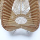 Scandinavian design pendant lampshade 70s 1970s vintage in wood and wire