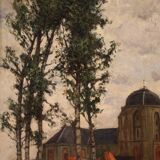 Great landscape painting signed G. V. Hoven and dated 1918