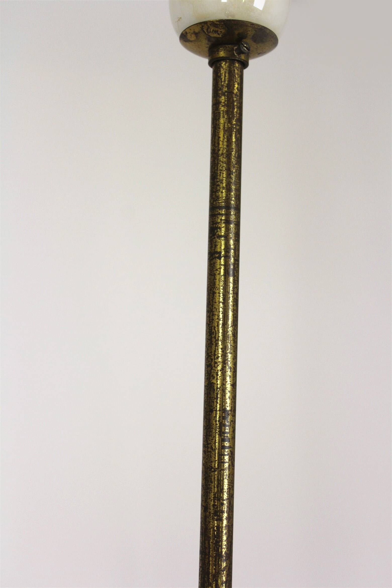 Brass and Curved Glass Ceiling Light from ESC Zukov, 1940s