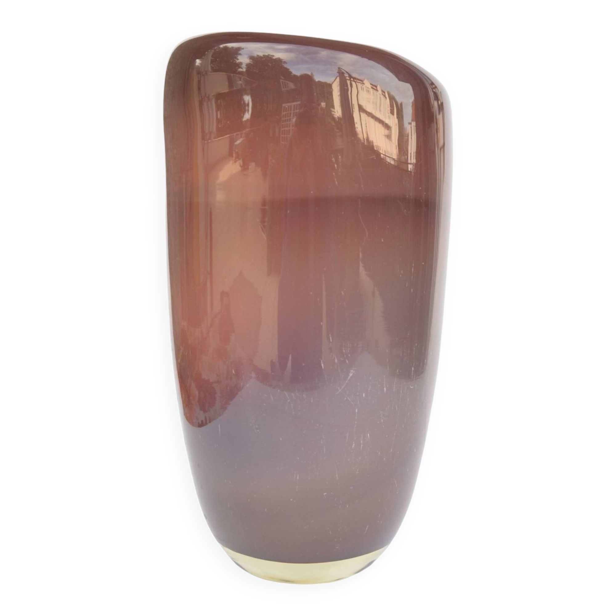 Large burgundy glass vase Vidrios San Miguel, Spain 1990s.