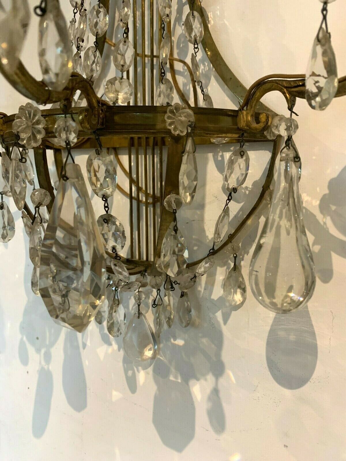 Pair of wall lamps bronze basket and grapevines XX century