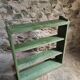 Vintage open pine shelf, original sage green paint, circa 1900–1930.