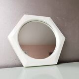 Miroir hexagonal vintage en plastique blanc 1980s